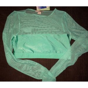 Sea foam green F21 Swim crop long sleeve top